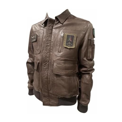 Aeronautica Militare giubbino in pelle pilota pn0846 imbottito, da uomo, giacca, giubbotto frecce tricolori (it, testo, l, regular, regular, marrone)
