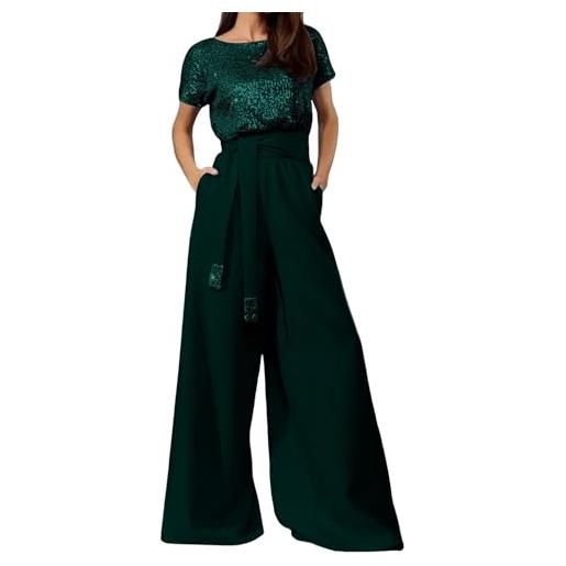 Generico completo da donna elegante cerimonia due pezzi completo di pantaloni con tasche sexy vestito casual completi maniche corte formale tute baggy taglie forti playsuit curvy cocktail