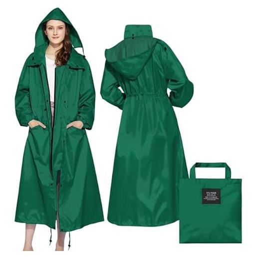 LAMA elegante impermeabile lungo unisex poncho antipioggia con tasca brevettata impermeabile cappuccio cordoncino abbigliamento antipioggia per adulti mantella antipioggia giacca antipioggia