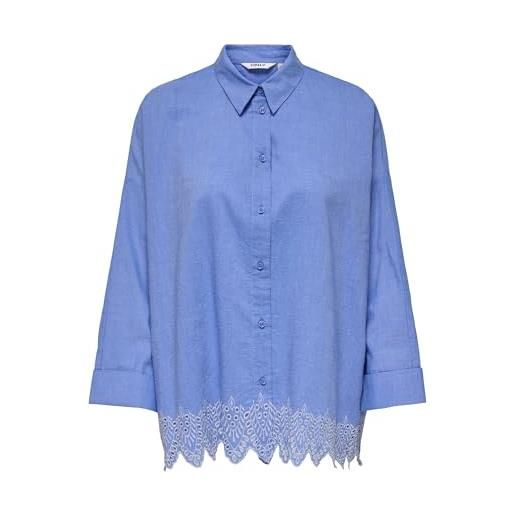 Only onlgraces tulum ls emb shirt wvn - maglietta da donna, blue bonnet, m
