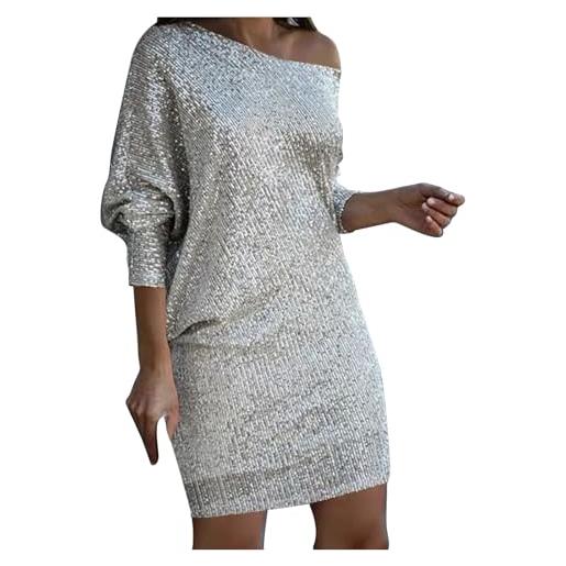 KBOPLEMQ abito da sera lungo da donna, con paillette, abito sexy, vintage, da cocktail, con paillette, per feste di capodanno, per carnevale, elegante, da ballo, da sposa
