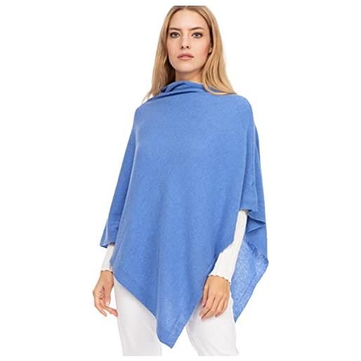 Marine Cashmere - poncho in misto cashmere da donna, delicato e morbido filato in cashmere, made in italy (mareggiata)