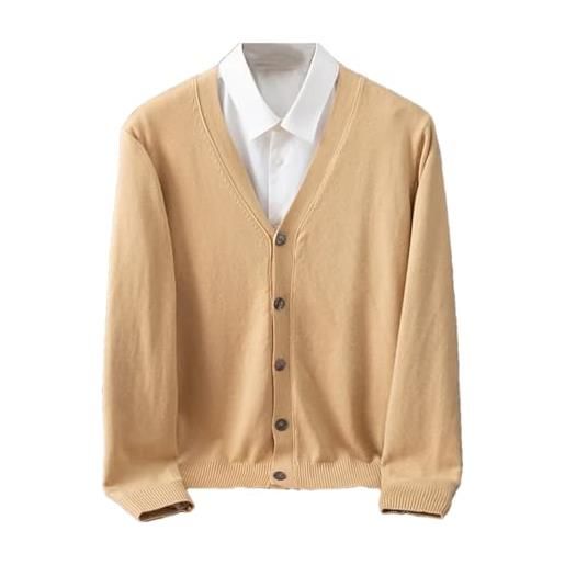 Dcvmvmn cappotto invernale da uomo in lana merino cashmere con scollo a v cardigan casual tinta unita imbottito in maglia calda cappotto