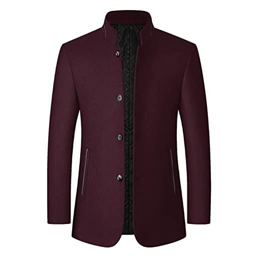 Generisch cappotto da uomo lungo trench da uomo, corto, slim fit, cappotto invernale monopetto business, overcoat risvolto da uomo, giacca invernale con tasche, cappotto di lana monopetto bottoni