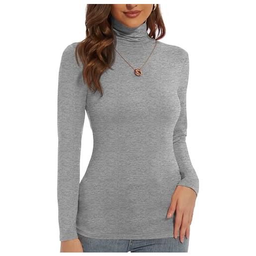 DSPSAM maglia termica morbida da donna a collo alto a maniche lunghe e slim fit