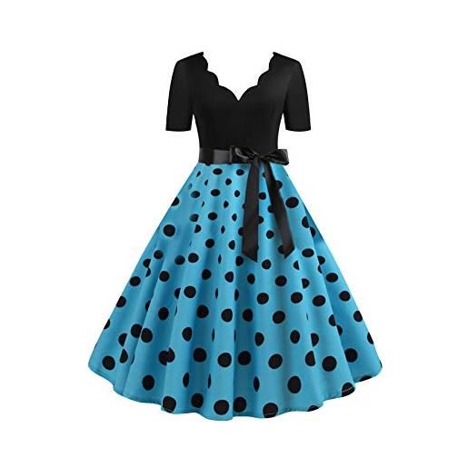 EFOFEI abito cocktail vintage retrò a maniche corte da donna abiti cocktail stile hepburn abiti vintage retrò rockabilly
