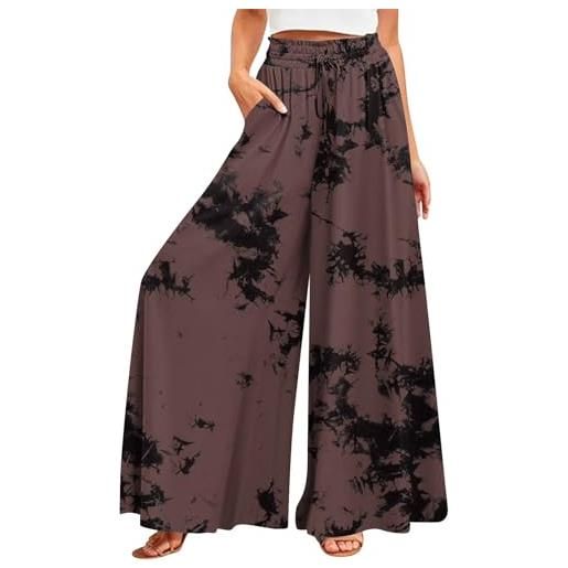 Generico gonna pantalone donna a gamba larga pantaloni donna estivi casual elastica vita alta larghi leggeri pantalone boho eleganti gamba larga pantaloni palazzo da spiaggia con coulisse pants con tasche