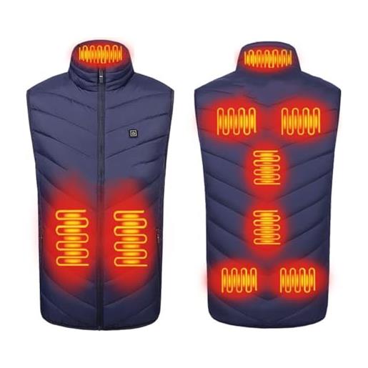 Generico gilet riscaldato uomo donna, giacca riscaldata elettrico 3 temperatura regolabile, giubbotto riscaldato lavabile per moto attività all'aperto in inverno(blue, xxl)