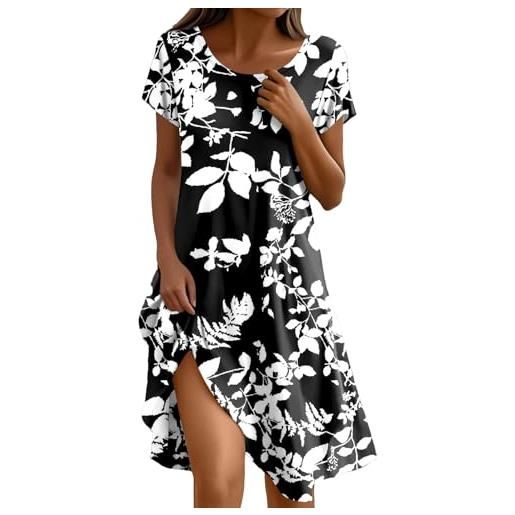 Generico abiti donna estivi vestiti estivi donna corti vestito mare cotone elegante abito estivo lungo vestitino primavera bianchi da spiaggia verde curvy maniche corte abbigliamento pizzo bianco xxl estate