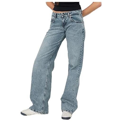 MASUCOR jeans a gamba larga per donna pantaloni in denim alla moda a vita bassa e gamba dritta con tasche jeans larghi streetwear jeans boyfriend larghi da donna pantaloni alla caviglia vintage