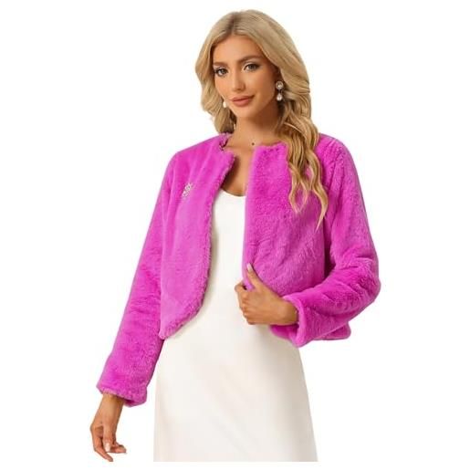 Allegra K donna bolero formale in pelliccia sintetica per matrimonio | giacca morbida per abiti da sera maniche lunghe cappotto soffice outfit formale serale autunno inverno