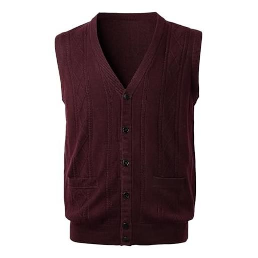 Harbrosrce gilet maglia a cavo da uomo misto lana cardigan con scollo a v con bottone senza maniche panciotto pullover maglieria con tasche
