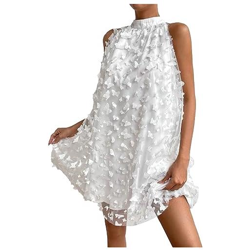 Cocila vestito estivo con spacco laterale vestiti+chemisier+estivi cerimonia donna lunghi vestito donna taglia 62 vestito donna rosa elegante abito plissettato donna invernale (white, s)
