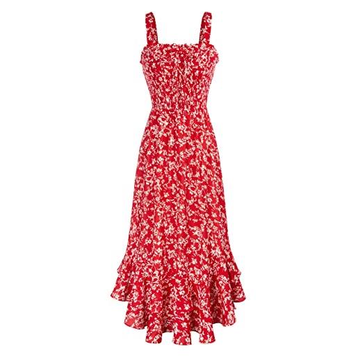 GRACE KARIN donna vestito elegante spalline sottili abiti da party senza manica estivo rosso fiori bianco xl