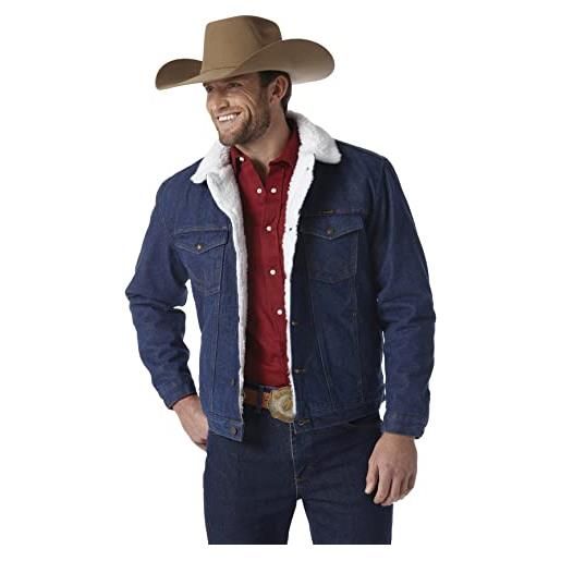 Wrangler giacca in denim da uomo con taglio cowboy foderato in stile, denim/sherpa, medium