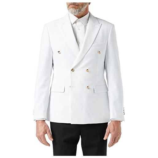 Xposed blazer doppiopetto classico slim fit da uomo con bottoni dorati giacca vintage [bianco, 36]
