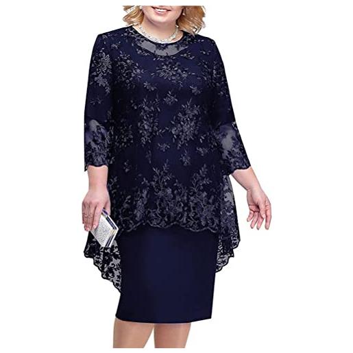 shownicer donna pizzo vestito elegante 3/4 maniche taglie forti vestiti da cerimonia cocktail sera partito abiti al ginocchio