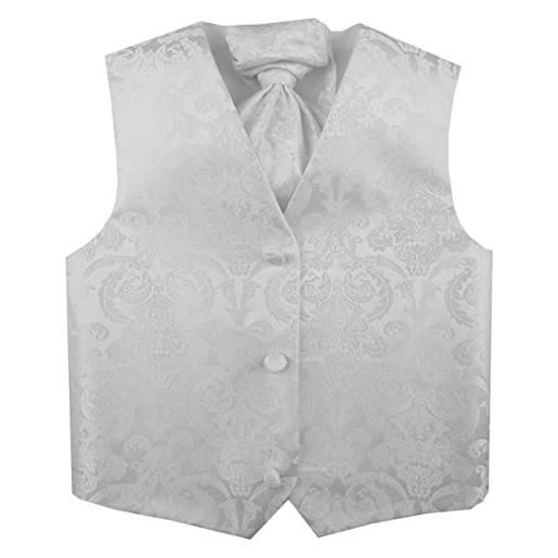 ME&SLEEVE abito da smoking per ragazzi scollo a v-abbigliamento formale gilet + fazzoletto + papillon (cravatta ascot) per la festa di matrimonio