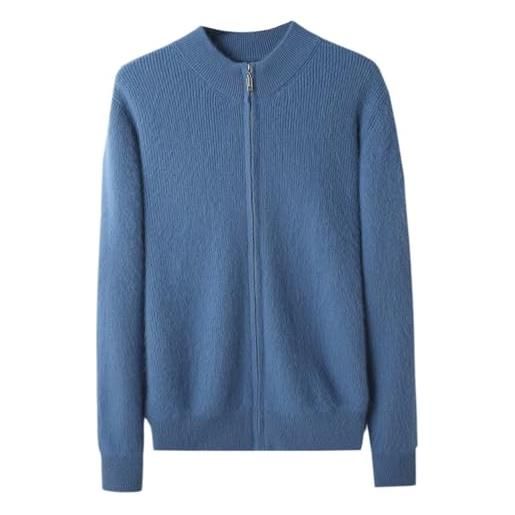 HNVAVQ cardigan da uomo con zip intera, collo alto, maniche lunghe, 100% cashmere