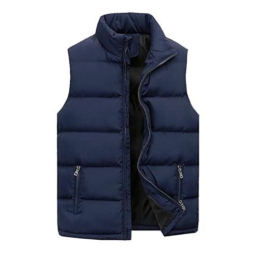 YOUYING giubbotto imbottrito da uomo, con cerniera completa, collo alto, per l'inverno, per esterni, taglia grande, leggero, con maniche, a# blu oltremare, 4x-large