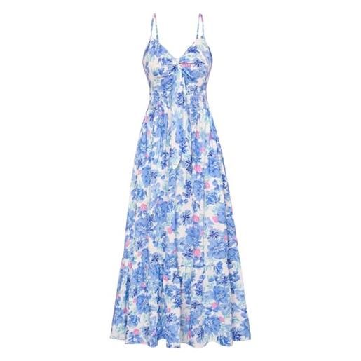 GRACE KARIN abito estivo da donna senza maniche con stampa floreale, casual, scollo a v, a-line, scorrevole, con coulisse davanti, stile boho, con tasche, xl