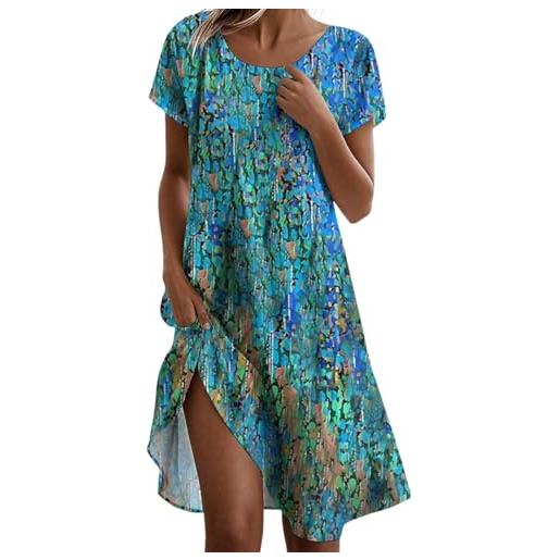Generico vestito estivo donna abiti estivi donna vestiti cotone abito prendisole lungo boho chic curvy elegante corto vestitino maniche corte lunga eleganti completi xl lunghi da leggero in tubino women