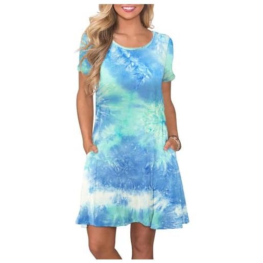 AUSELILY abito t-shirt estivo donna casual a maniche corte con tasche