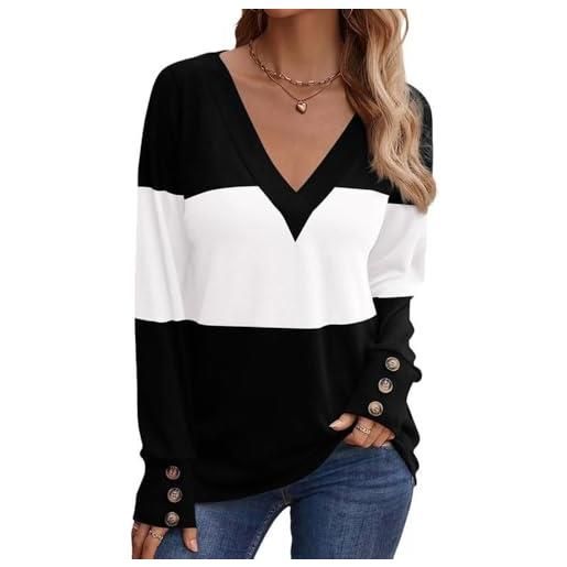 SHEKINI maglione donna invernale pullover con scollo a v donna blocco di colore maglioni manica lunga autunno inverno ampia top