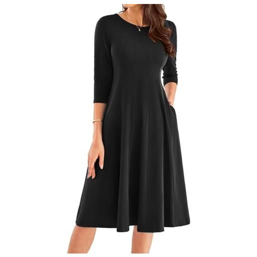 GRACE KARIN abiti autunnali da donna 2025 abito casual con maniche a 3/4 abito longuette svasato con tasche