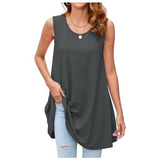 Enmain magliette tunica donna a maniche corta estiva maglia lunga ampia desigual casual blusa camicia scollo tondo floreale paisley elegante s-3xl
