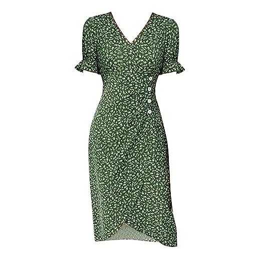 Cocila vestiti estate donna taglie forti vestitino largo donna vestiti donna estivi lunghi casual vestito svasato donna estate abito elegante cerimonia vestiti donna capodanno (green, s)
