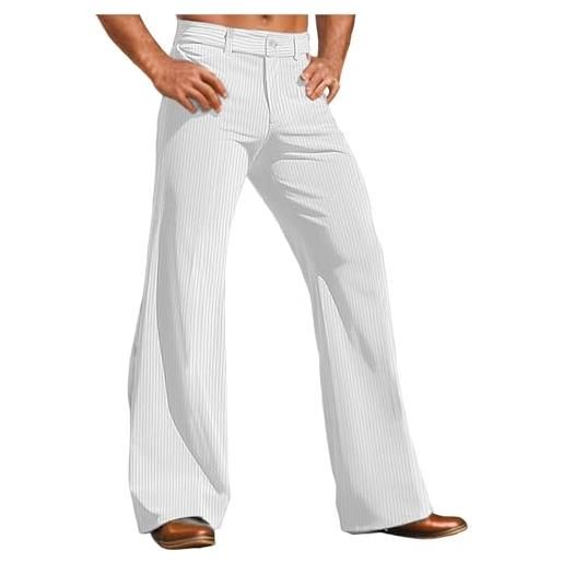 Generisch pantaloni a zampa da uomo, eleganti, vintage, in velluto a coste anni '70, stile retrò, tinta unita, taglio a corde, pantaloni chino, gamba larga, oversize, per il tempo libero, da discoteca