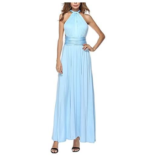 xxxiticat - abito da sera lungo da donna, elegante abito da damigella d'onore, abito da cocktail, per le feste, blu pavone, s