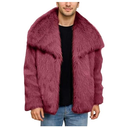 Generisch cappotto di pelliccia da uomo corto in pelliccia sintetica, cappotto invernale, caldo risvolto, giacca di pelliccia a maniche lunghe, giacca in finta pelliccia, cardigan largo, giacca