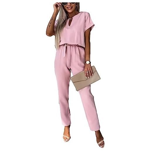 amropi tuta da donna monopezzi e tutine scollo a v lunghe a gamba larga con cintura pantaloni jumpsuit