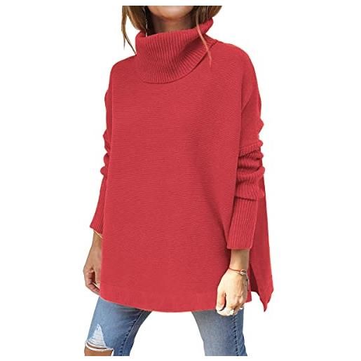 LILLUSORY dolcevita da donna maglioni oversize 2023 autunno manica lunga a pipistrello orlo spilt tunica pullover maglione top in maglia