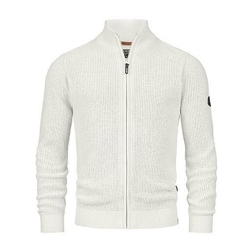 Indicode uomini inlayton cardigan | maglia aperta con collo alto white asparagus m