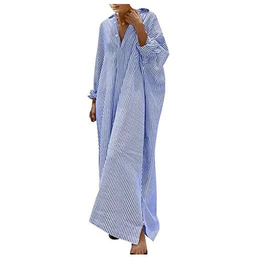 Cocila abiti lunghi estivi donna abito da donna in camicia di cotone e lino a righe abiti lunghi larghi casuali grucce per borse