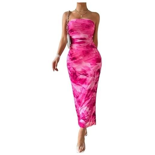 Sukiglam vestito donna sexy senza spalline abito lungo elegante senza maniche stampa floreale maxi abiti con spacco estivi vestiti da cerimonia aderente tubino per sera cocktail nozze festa discoteca