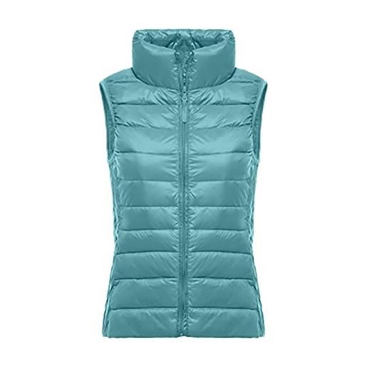 Generic gilet trapuntato da donna, in softshell, con tasche con cerniera, gilet classico in tinta unita, gilet termico, casual, versatile, imbottito, impermeabile, per l'inverno