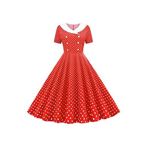 YMING donne swing audrey hepburn stile vestito con cotone 1950s polka dot dress abito da sera vintage
