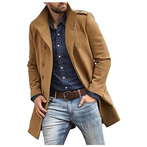 babao trench lungo da uomo cappotto invernale caldo da marinaio giacca media lunga grande e alta da uomo