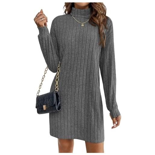 Zeagoo abito da donna con scollo a rollò, maglione a maniche lunghe, in maglia a costine, pullover, caldo e accogliente, abito d'autunno e invernale, elegante, aderente, abito da donna alla moda