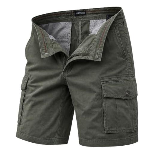 TONY BACKER pantaloncini cargo uomo shorts cotone multi-tasca pantaloni corti f1586 (it, numero, 46, 48, regular, regular, verde)