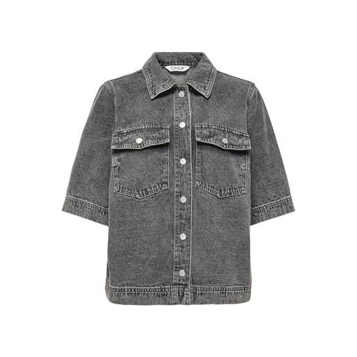 ONLY onlbelle s/s shirt dnm gua noos, denim grigio medio, xl donna