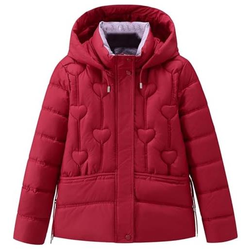 Hecatombic cappotto invernale corto e caldo da donna alla moda trapuntato imbottito con tasche vestibilità aderente leggero pieghevole, con cappuccio