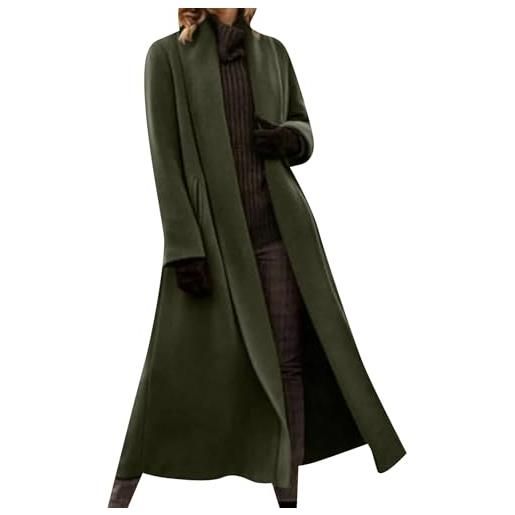 YMING donne lunghezza della caviglia uscendo classico grosso cappotto leggero vestito formale aperto cappotti anteriori esercito verde xl
