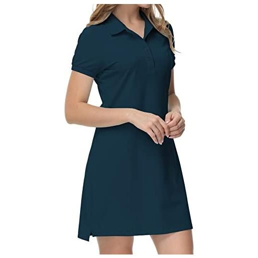 MoFiz vestito polo donna manica corta estate sportivo tenis golf dress verde scuro m