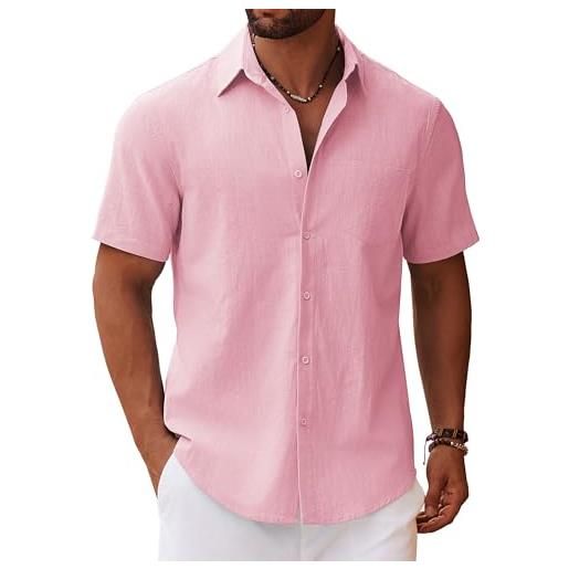 COOFANDY camicia da uomo a maniche corte leggera camicia estiva camicie da spiaggia casual vacanze con taschino s-4xl