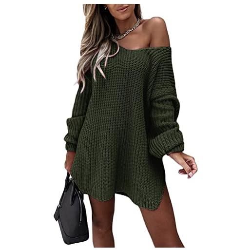 shownicer vestito donna invernale corto maglione maniche lunghe abito maglina curvy mini vestiti dritto vestitino elegante abito senza spalline con scollo a v